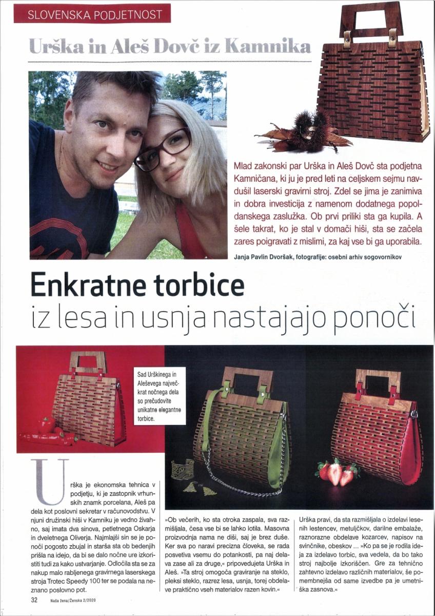 OBJAVA ČLANKA V REVIJI NAŠA ŽENA